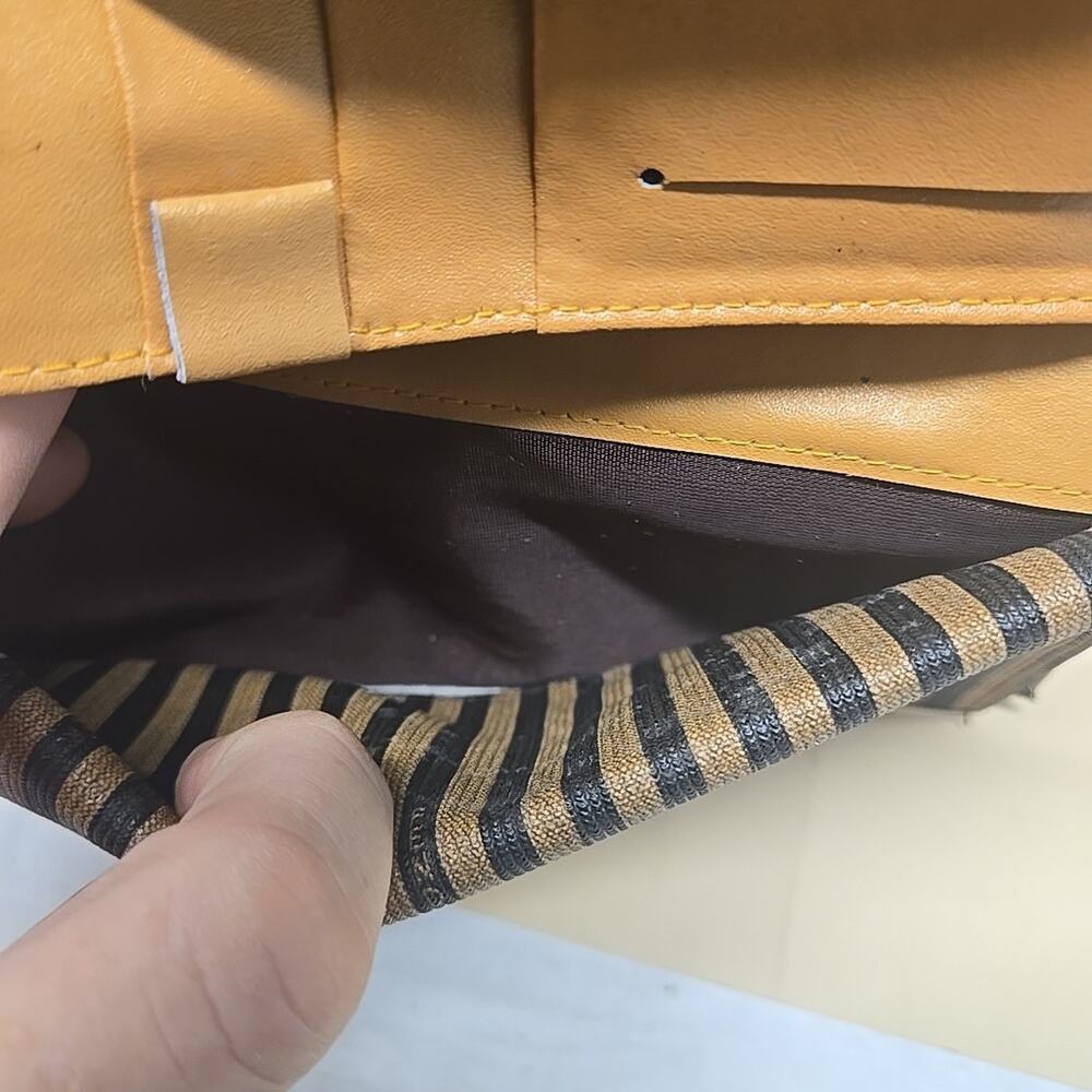 Fendi Striped Pequin Long Tri Fold Checkbook Wallet Vintage Glam - Picture 12 of 16